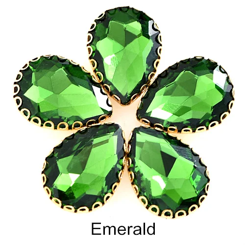 Emerald 20 шт. золотые стразы с кружевами и каплевидными кристаллами для шитья одежды, украшений для одежды, сумок B1182 - Цвет: Emerald