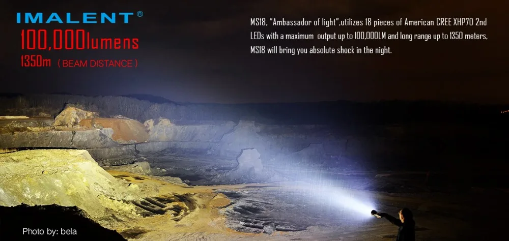 IMALENT MS18 супер яркий фонарик CREE XHP70.2 Макс 100000 люменов дальность луча 1350 метров система охлаждения ручной фонарь