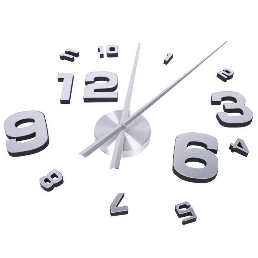 Silver Fashion 3D Big Size Wall Clock Mirror Surface Stickers DIY Living Room Decor Large Watch House Gift PJW | Дом и сад