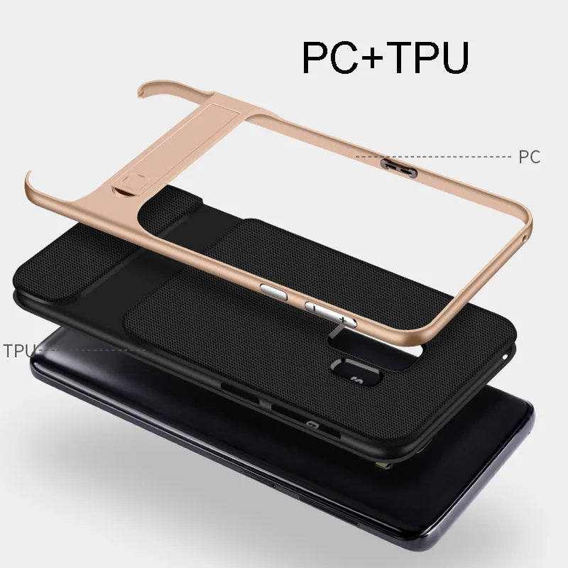 Роскошные Скрытая чехол с Умной крышкой и подставкой для samsung Galaxy S10 S8 S9 плюс Note8 Note9 Тонкий Жесткий ПК+ ТПУ чехол-держатель для крепления для samsung Note9 S9 чехлы