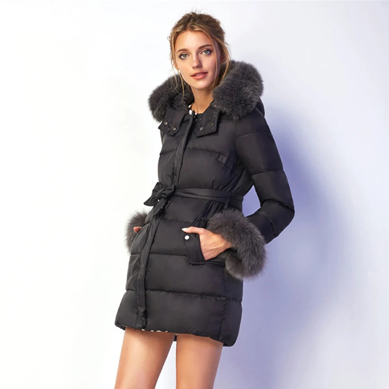 Женская мода Вниз Пальто Зима 2017 Новый Дамы С Капюшоном Куртки Женские Длинные