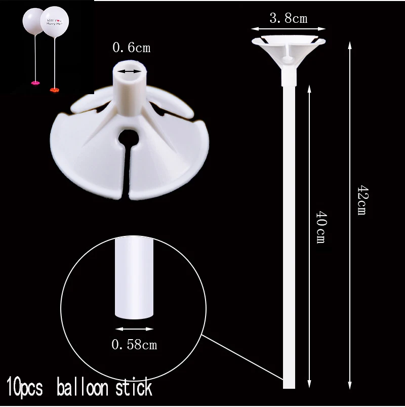 10 pcs balloon stick Дешевые 7/11 пробки держатель воздушных шаров колонна-подставка прозрачный пластиковый шар палочка День Рождения украшения Детские свадебные шары Декор - Цвет: 10 pcs balloon stick