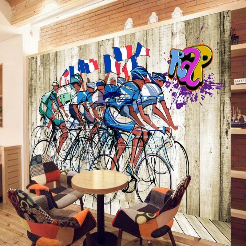 Фотообои 3D обои для занятий велоспортом тренажерного зала стильный фон
