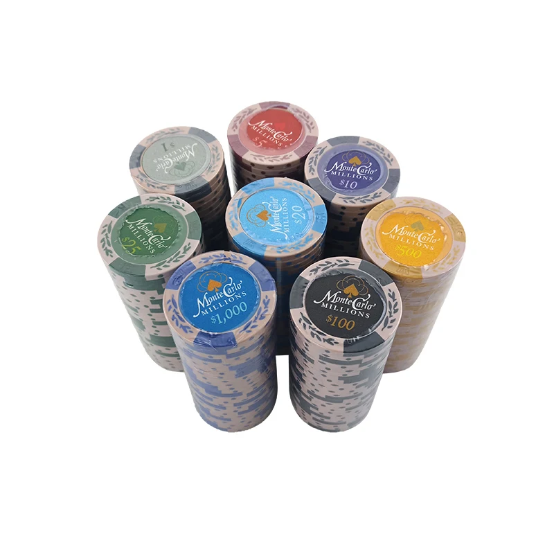 

Yernea 25PCS/Lot Dollar Wheat Film Clay Poker Chips Coins Baccarat Texas Hold'em Color Crown Clay Poker Playing Chips 14g