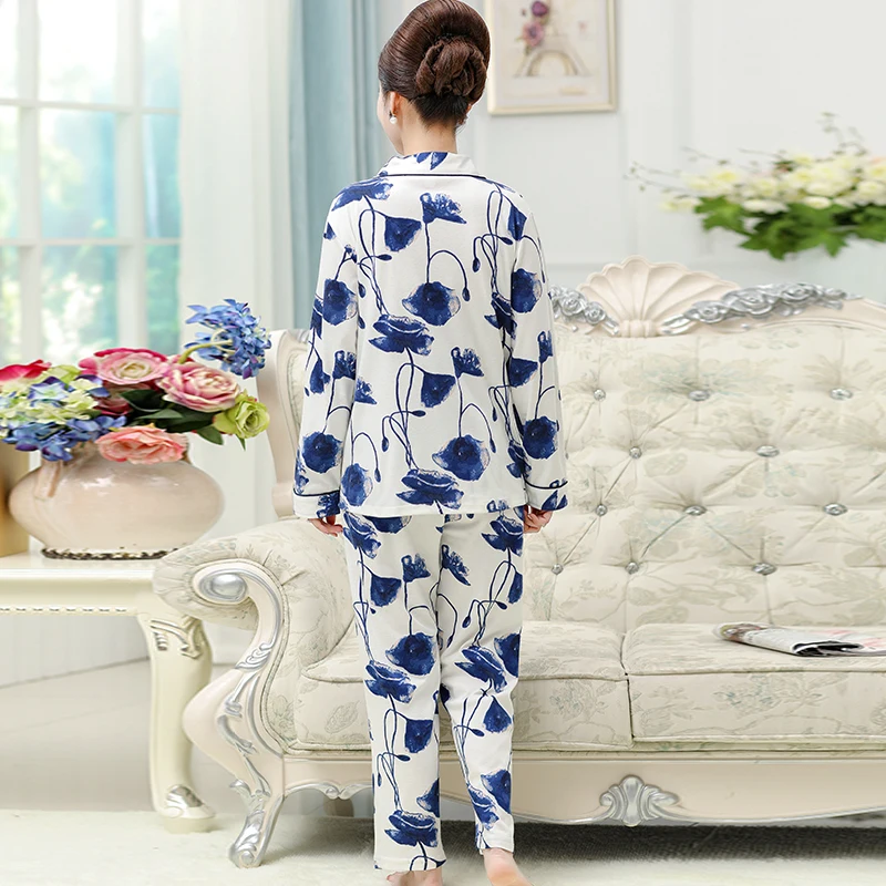 

Autumn And Winter Women Long Sleeve Pajamas Set Cotton Pyjams Plus Size M-4XL Female Sleepwear Ladies Pyjamas