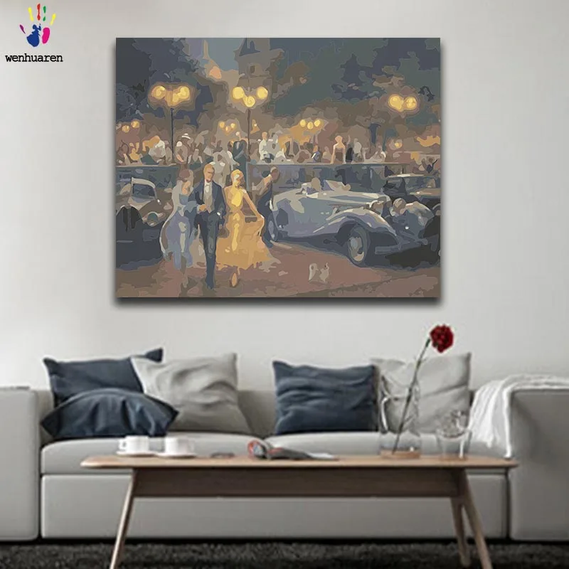 DIY Раскраска по номерам вечерние картины с комплектом 40x50 в рамке | Дом и сад