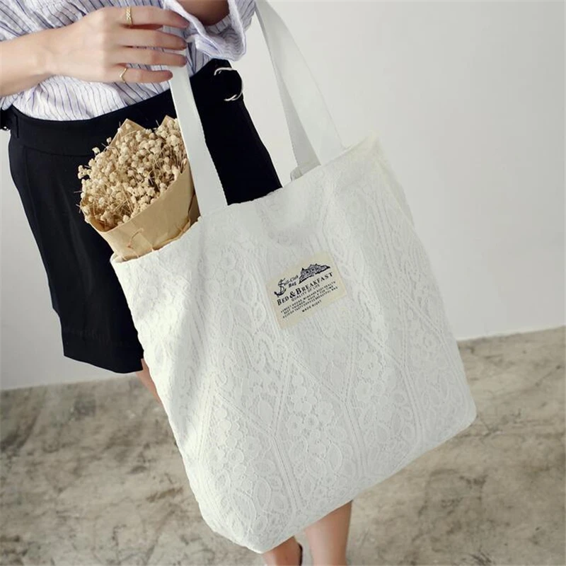 Женская кружевная холщовая сумка шоппер с отделением для покупок|women shoulder bag|shoulder