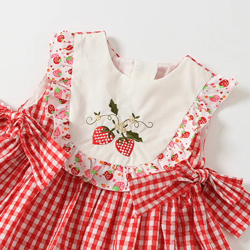 2019 Baby Girl Dress Cute Cherry Embroidery Princess Children Summer Spanish Clothing Newborn Cotton Ball Gowns | Детская одежда и