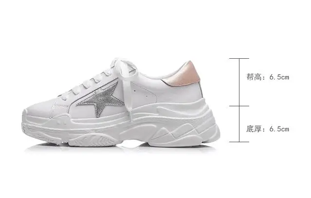 

2019 Women Flat Platform Sneakers Shoes Ladies Genuine Leather Thick bottom Casual White Shoes Lace up Flats Moccasins creepers
