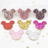 20pcs 35mm glitter fabric padded appliques sequins mouse patches for crafts clothes diy headwear wall sticker accessories g51