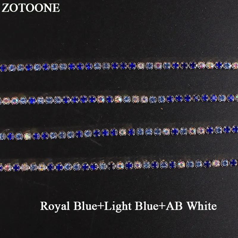 ZOTOON SS10 смешанные голубые гвозди Стразы цепочка для рукоделия AB Кристальные