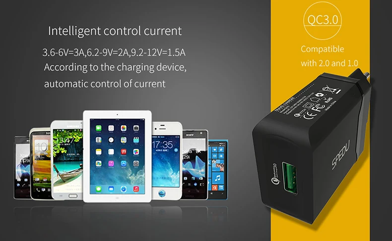 Spedu USB Зарядное устройство Универсальный Quick Charge 3.0 быстрый мобильный телефон Зарядное устройство(quick charge 2.0 совместимый) для Samsung Huawei LG Xiaomi