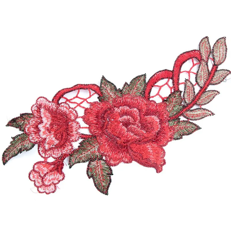 Нашивка с красной вышивкой в виде Розы 1 шт.|sew on patches|dress appliquesew flowers |