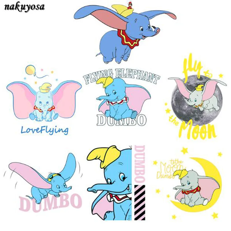 Утюжок на мультяшном Дамбо патчи для детской одежды DIY Футболка аппликации
