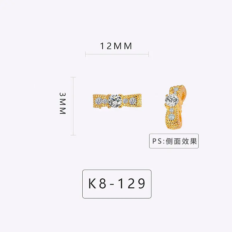K8-129 5 шт./партия, сплав, циркон, украшение для ногтей, роскошный циркон, кристалл, череп со стразами/Сердце/бант, украшения для ногтей, высокий уровень, талисманы для ногтей - Цвет: K8-129