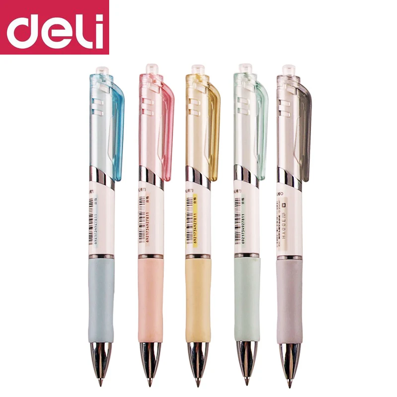 

DELI Press Gel Pen 4 Pcs S11 Business Office Signature Pen O.5mm Student Exam Special Bullet Head Pen Writing Painting Tools