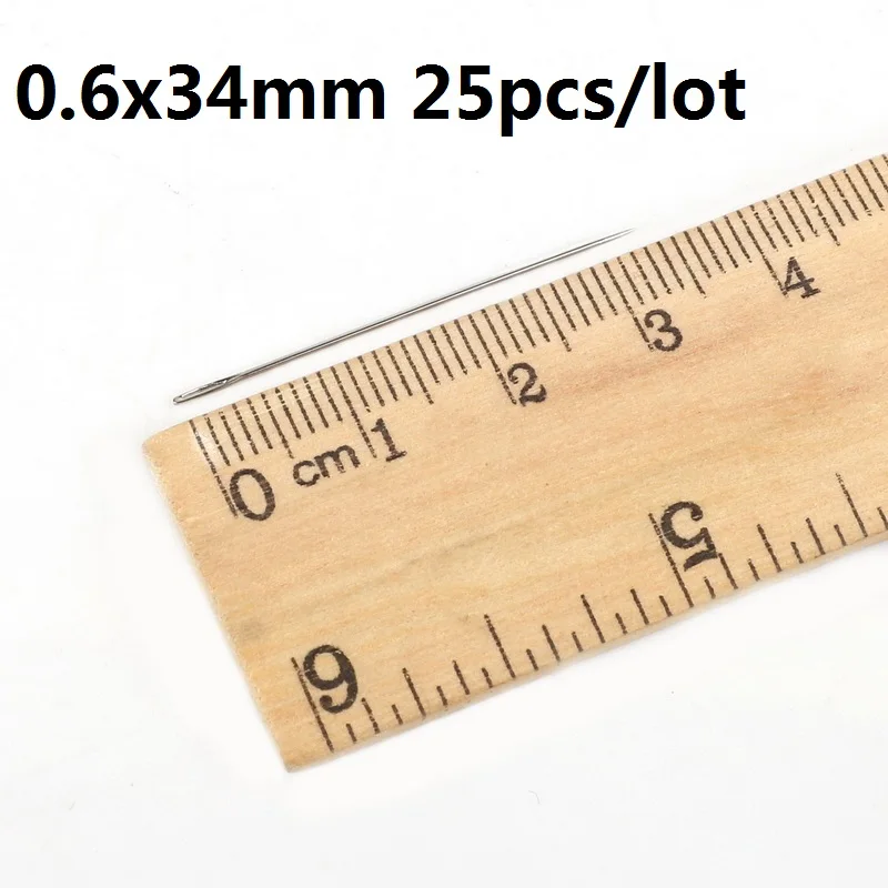 0.6 x 34mm 25 шт. Нержавеющая сталь Швейные иглы, булавки, набор для рукоделия, для домашнего использования, ремесла бытовые швейные аксессуары ручной работы - Цвет: 0.6 x 34mm