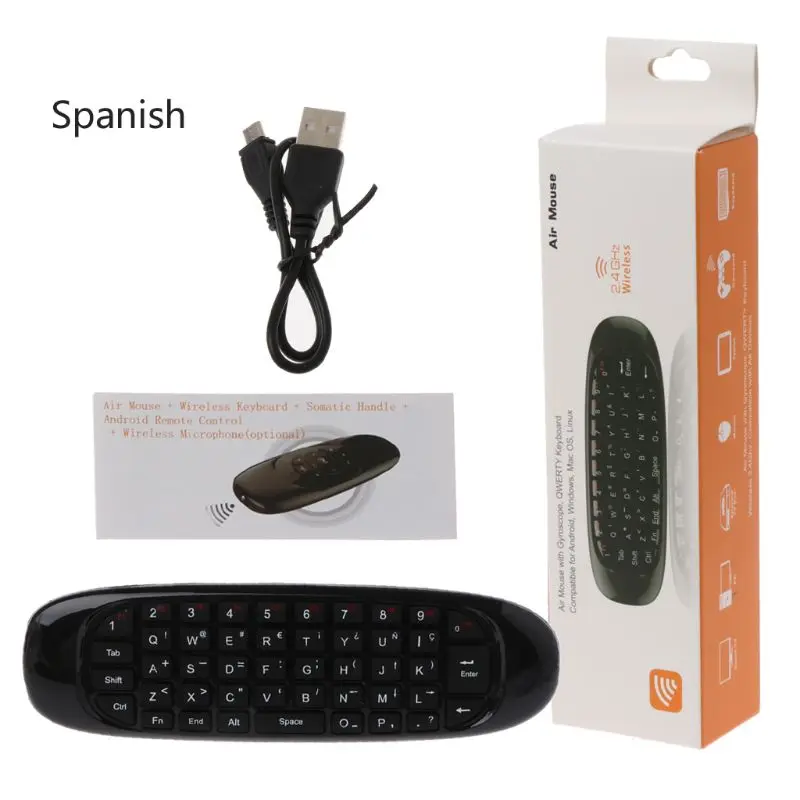 Зеленый Русская английская C120 Fly Air mouse 2,4G мини беспроводная клавиатура перезаряжаемый пульт дистанционного управления для ПК Android tv Box F42D - Цвет: Зеленый