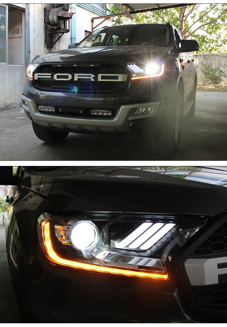 D-YL автомобильный Стайлинг для Ford фара дальнего света- Ford Everest светодиодный головной фонарь Hid вариант Angel Eye биксеноновые фары аксессуары
