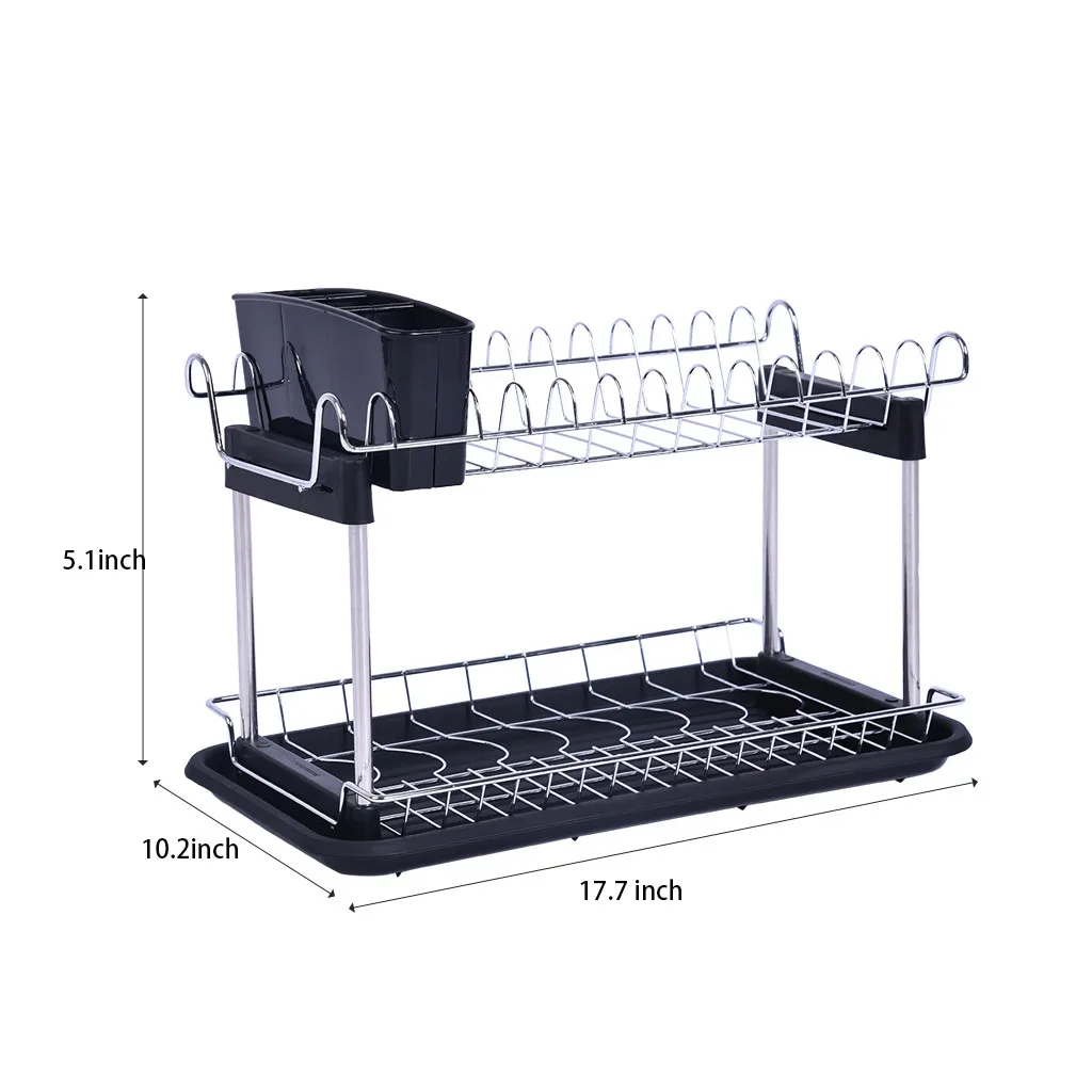Двухслойная сушилка для посуды кухонная полка коллекции органайзер мытья