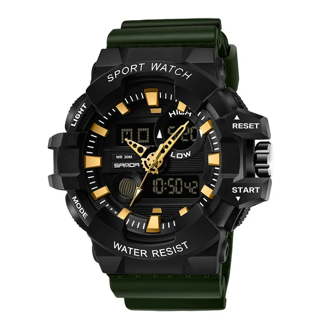 Black army green Новые Sanda G стильные мужские цифровые часы, военные спортивные часы, модные водонепроницаемые электронные наручные часы, reloj hombre - Цвет: Black army green
