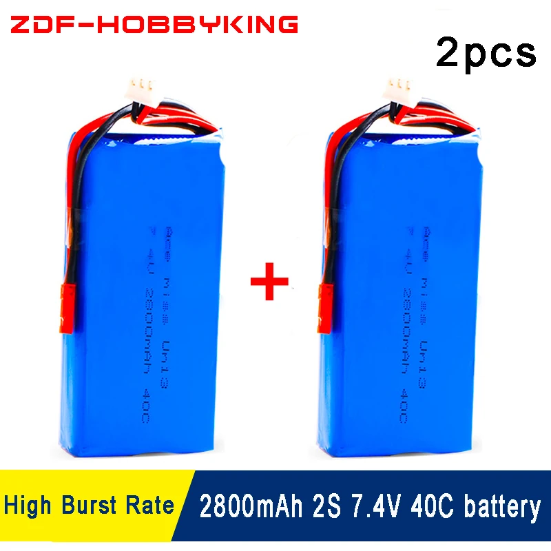Литий-полимерный аккумулятор для вертолета WLToys V262 V333 V323 V666 7 4 В 2800 мАч 2 шт.