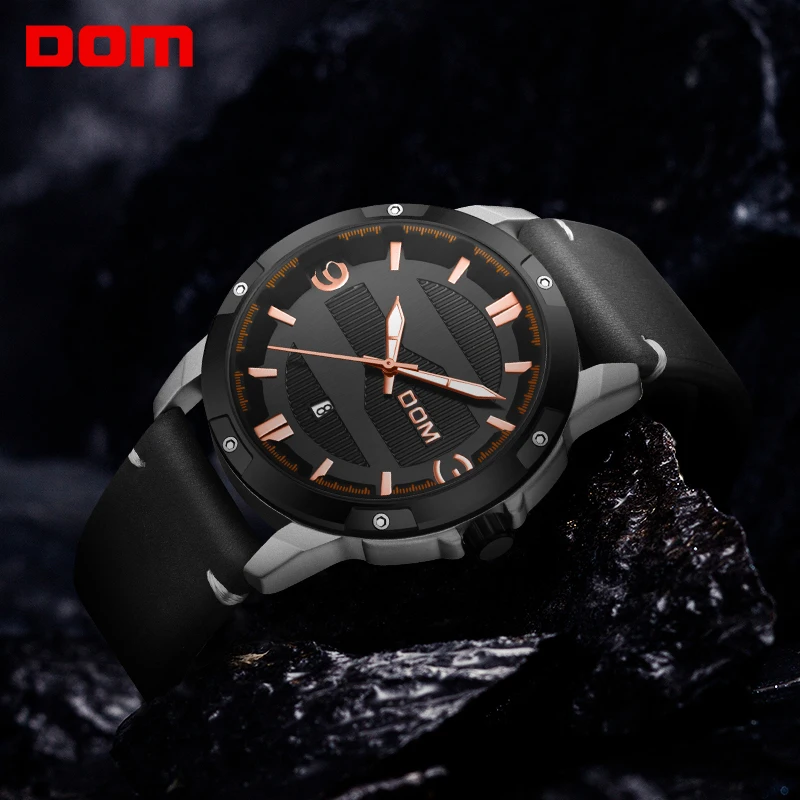 DOM новые модные мужские спортивные часы военные топ брендовые роскошные кожаные