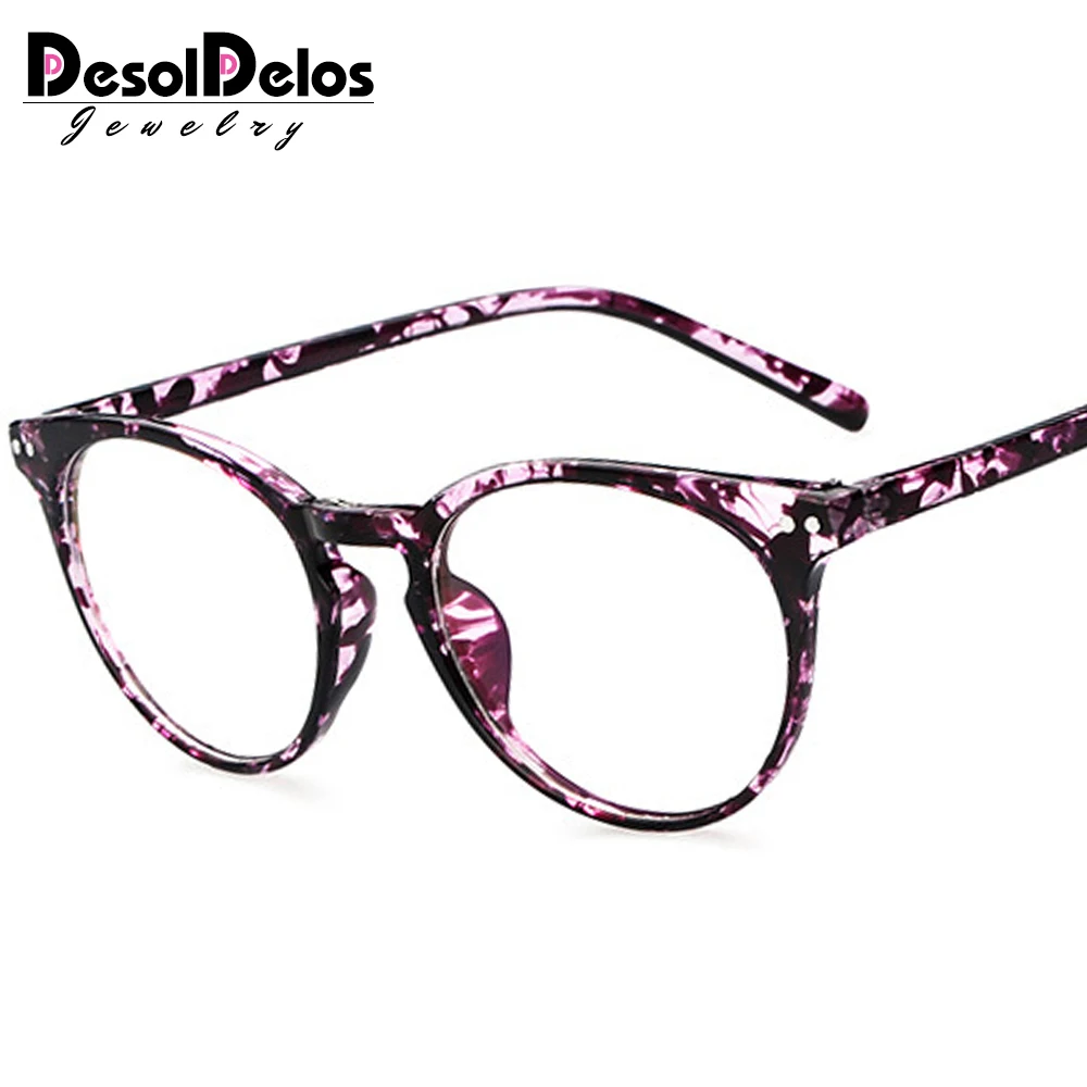 C8 purple flower Новая мода ретро мужские очки оправа простые женские очки oculos de grau masculino - Цвет оправы: C8 purple flower