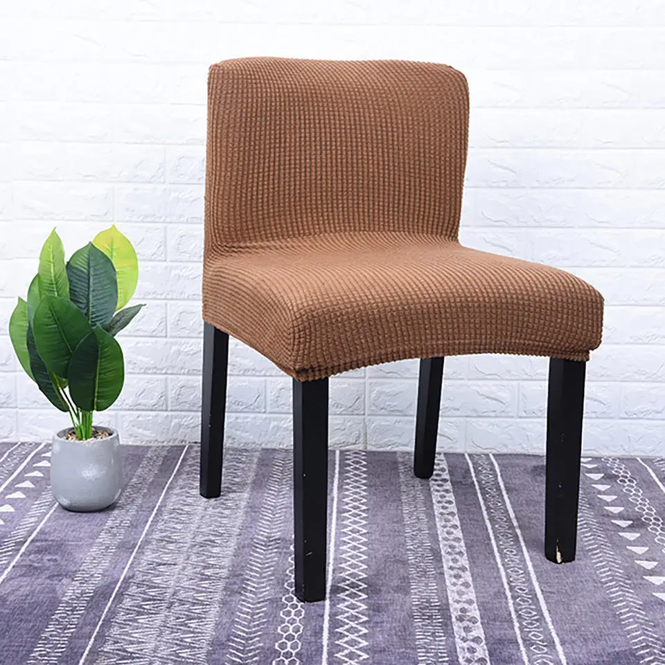 Light coffee color Флисовая ткань низкая спинка чехол для кресла спандекс чехлы на стулья для кухни/офиса эластичные чехлы на кресла столовая - Цвет: Light coffee color