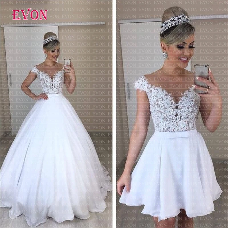 Дешевые Vestido de noiva A или B Стиль шифон свадебное платье в стиле бохо 2019 Sheer Illsion О