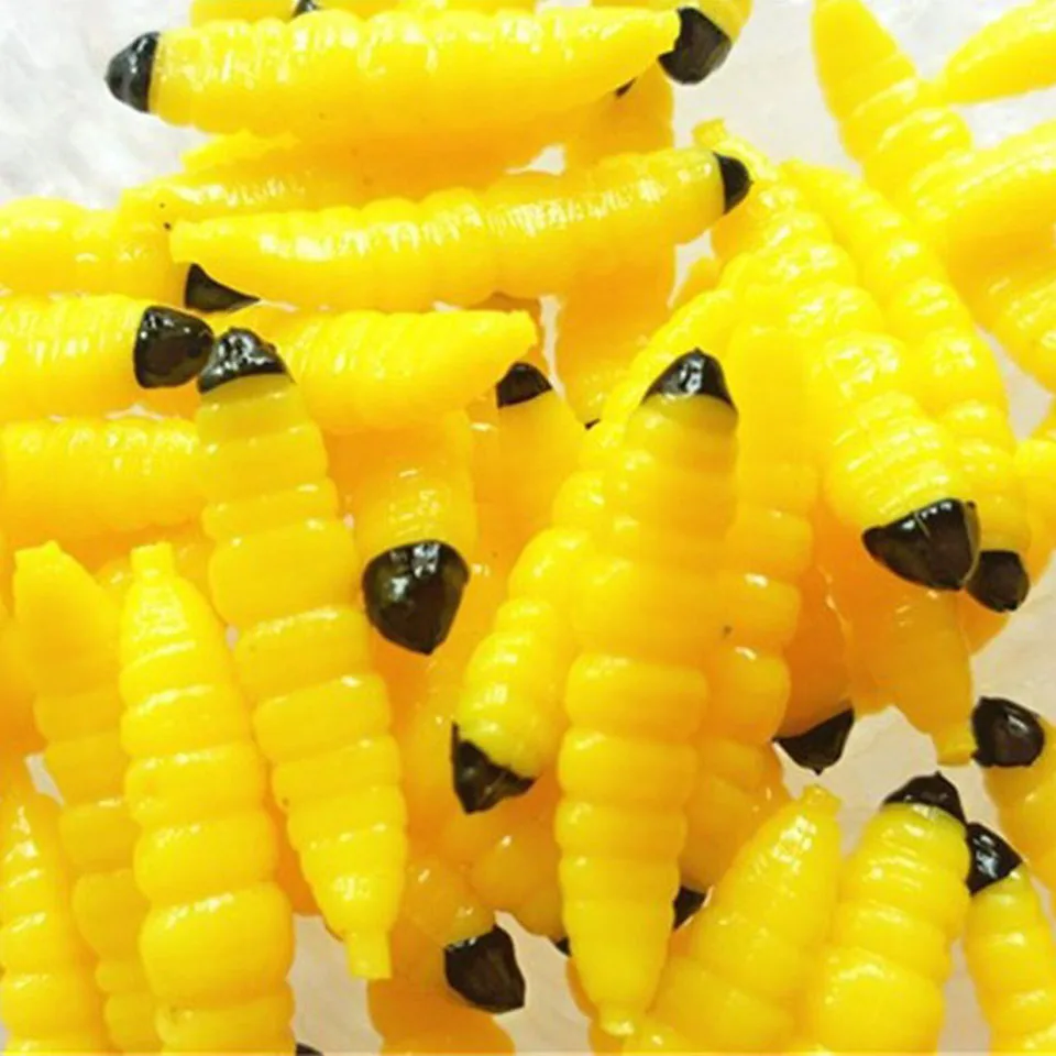 20 шт./лот Мягкая приманка личинка червь Силиконовые Рыболовные Приманки 3 см