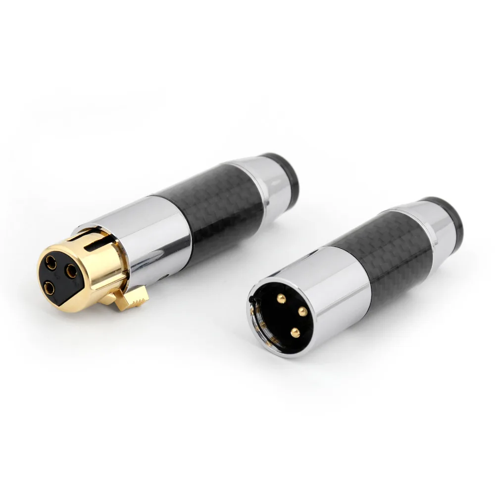 Areyourshop 1 комплект Позолоченный разъем XLR из углеродного волокна HiFi аудио 3 pin M& F черный