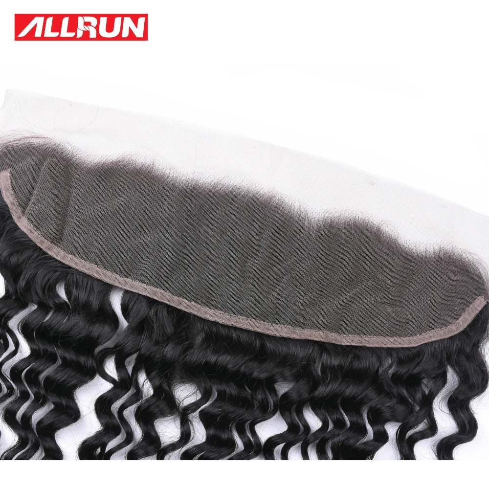 Allrun Hair Peruvian Deep Wave Human Hair Lace Frontal Closure PrePlucked 13x4 Ear To Ear Full Lace Closure Human Hair Extension