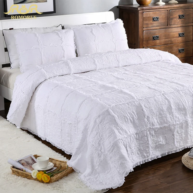 ROMORUS роскошный Дворцовый стиль 3 шт./комплект белое 100% хлопковое стеганое