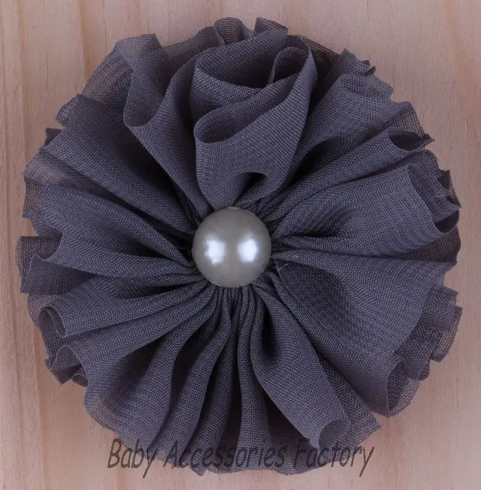 (120 шт./лот) 2 8 &quotИскусственный шифон Жемчужный Цветок для детей аксессуары волос