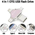 USB флеш-накопитель Kismo 4 в 1, мини-флеш-накопитель Type-C, OTG флеш-накопитель для Samsung S8 S9 Note 8 P20 Mate 10 Mi6 Mi8