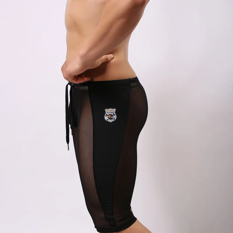 Пикантные мужские шорты прозрачная сетка облегающие короткие брюки для фитнеса