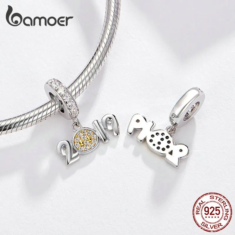BAMOER Подвески дизайн 925 пробы Серебряный Зодиак животное Шарм для серебра браслет BSC082