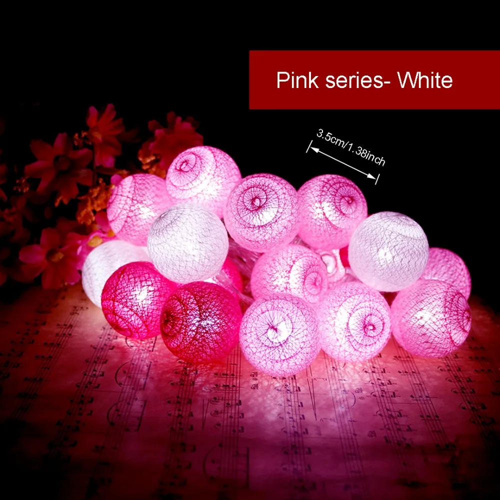 Розовая Праздничная светодиодная гирлянда 10/20 светодиодов 3 5 см из хлопковой