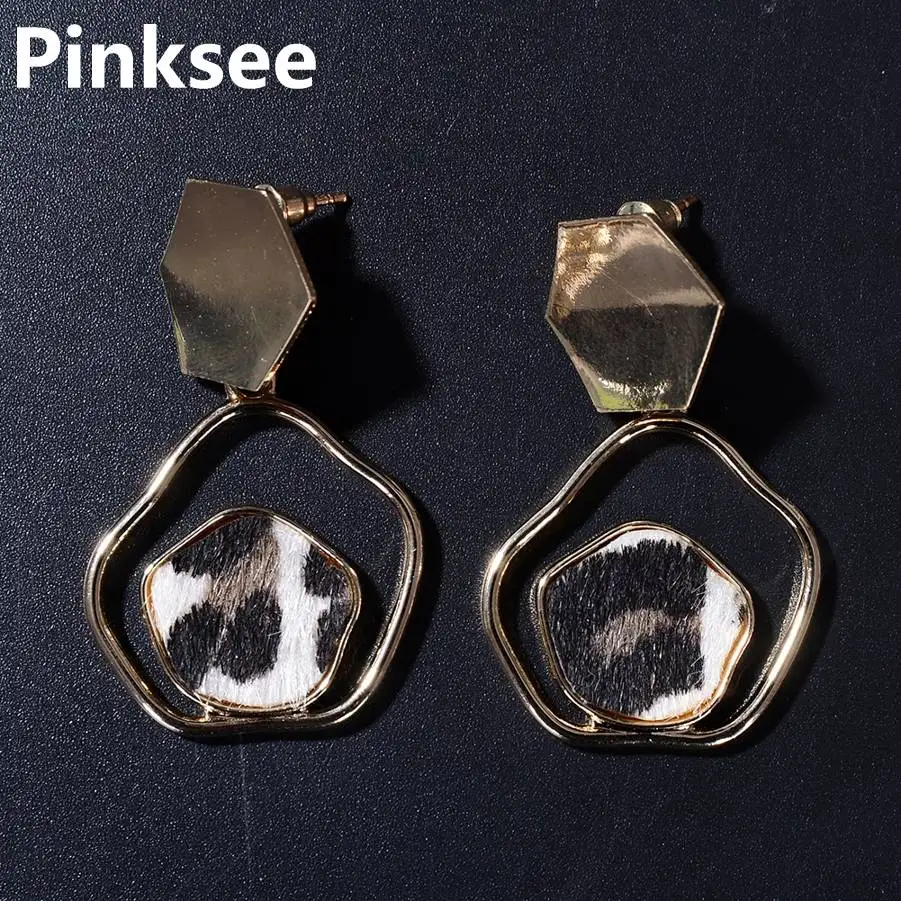 New 2019 Vintage Leopard Earrings Jewelry Gold Alloy Irregular graphic Sequin Statement for Women Bijoux | Украшения и аксессуары