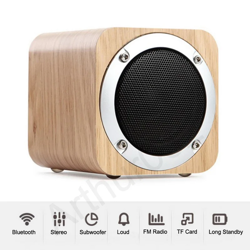 Ретро Деревянный Мини Bluetooth динамик открытый стерео звук бар 6 Вт Беспроводной Hifi динамик TF карта MP3 плеер FM радио