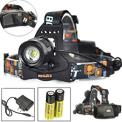 Zoomable 2500LM XML L2 из светодиодов фары головного света мини факел USB лампа + 2 х 18650