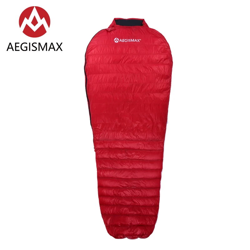 Спальный мешок AEGISMAX NANO Red ультрасухой белый гусиный пух 700FP для взрослых отдыха на
