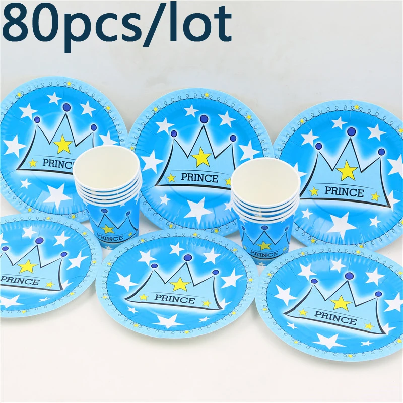 80 шт./лот Дети сувениры комплект украшения посуда День рождения пластин Baby Shower
