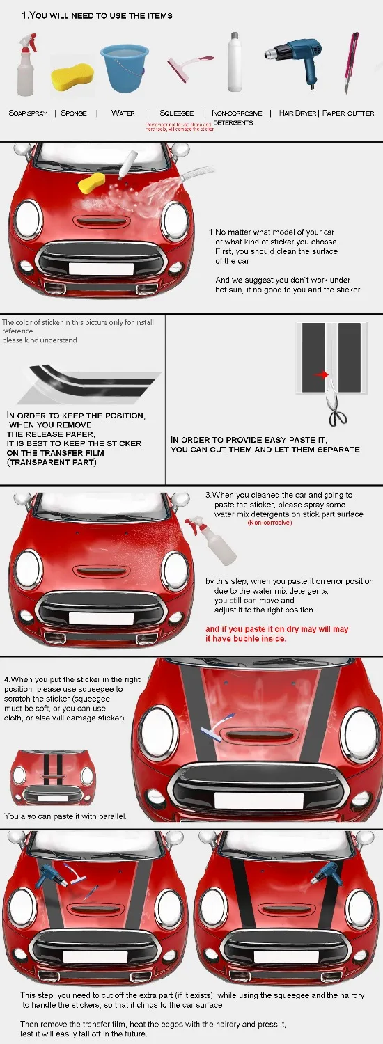 Универсальные спортивные наклейки на капот и заднюю дверь люка для Mini cooper R50 R53 R55