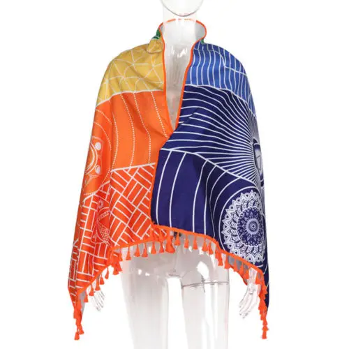 Радужная чакра красочные Полотенца Коврик для йоги солнцезащитный крем шарф