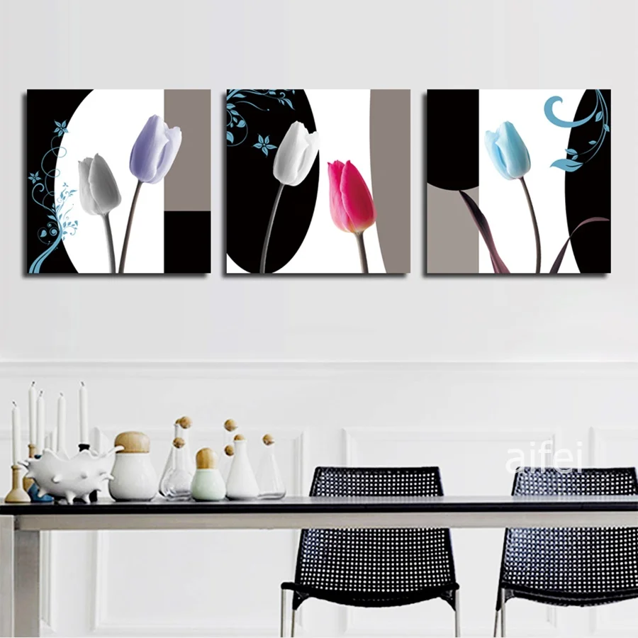

Nordic Decoration Home Art Flowers Poster Fresh Color Tulip Canvas Painting Modular Wall Art Pictures For Living Room Decor