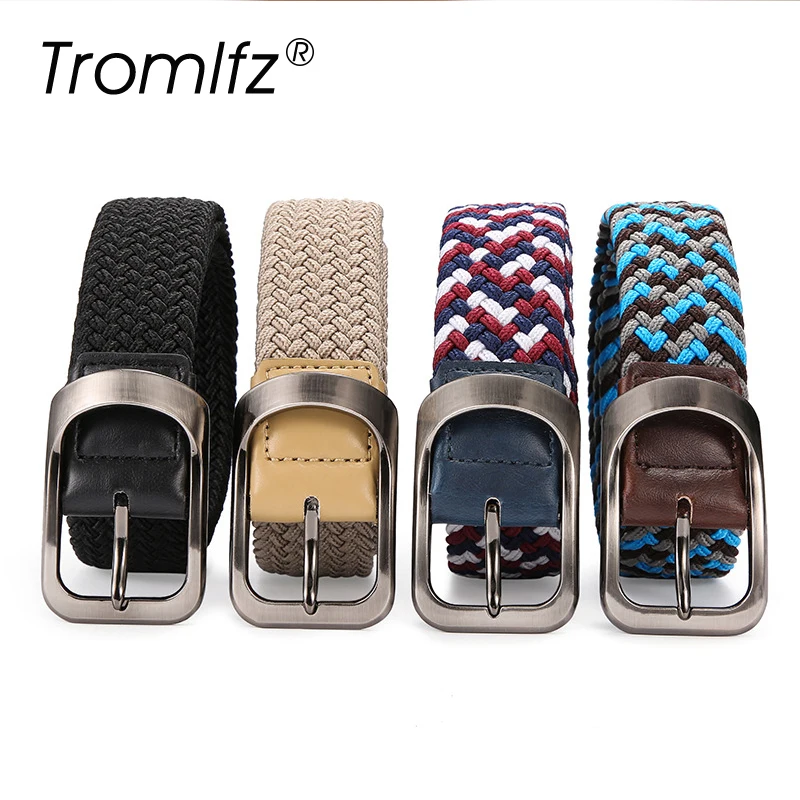 Tromlfz New Woven Stretch Men's Belt Knit Buckle Adjustable Ladies Canvas Casual 10 Colors | Аксессуары для одежды