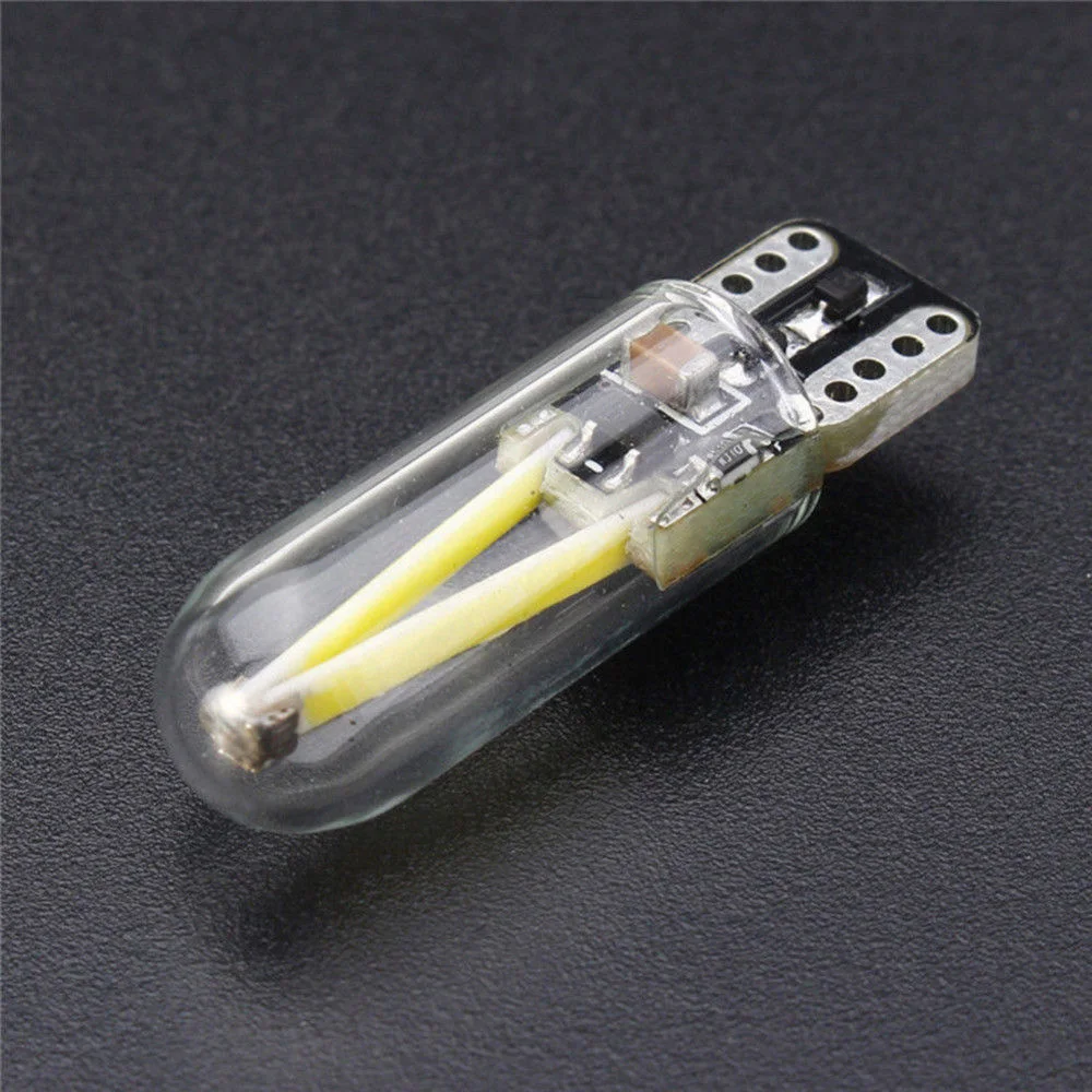 10 шт. DC 12 В 3 Вт 6500K 320LM T10 194 168 W5W COB светодиодный светильник Canbus белого стекла для