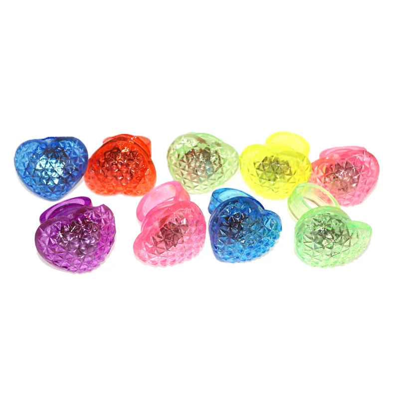 25 PCS Flashing Glow Jelly Heart Shape Rings Colorful LED Light Up Finger Ring Dancing Rave Party Wedding Decoration | Дом и сад